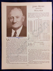 Honus Wagner Signed Magazine Page