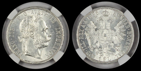 AUSTRIA 1886 FLORIN NGC MS63