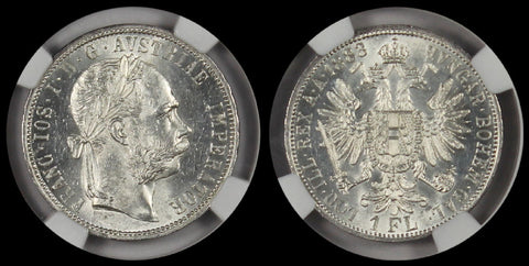 AUSTRIA 1883 FLORIN NGC MS62