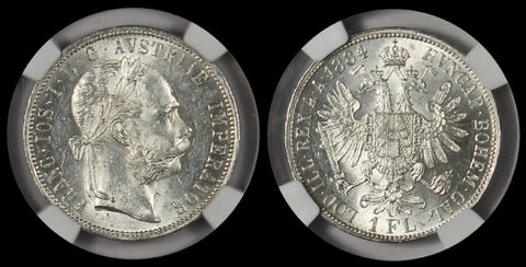 AUSTRIA 1884 FLORIN NGC MS61