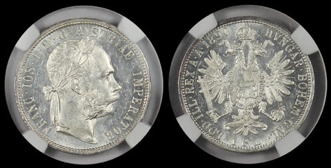 AUSTRIA 1890 FLORIN NGC MS62