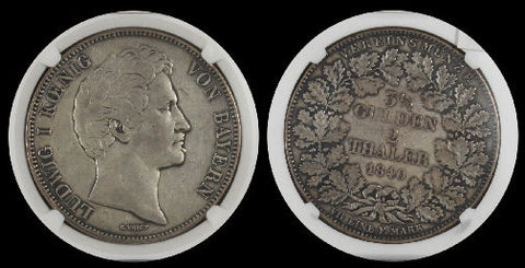German States BAVARIA 1840 2 THALER NGC VF35