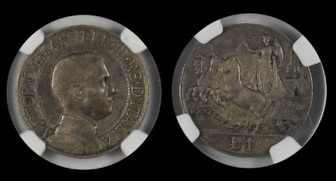 Italy 1909R 1 LIRA NGC XF45