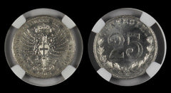 Italy 1903R 25 CENTESIMI NGC MS62