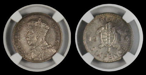 FIJI 1934 6 PENCE NGC MS62