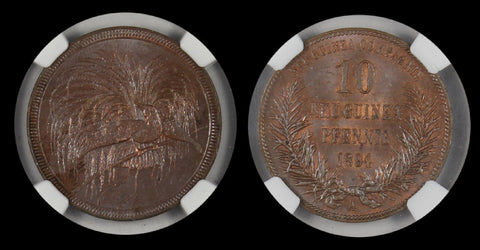GERMAN NEW GUINEA 1894 A 10 PFENNIG NGC MS62BN