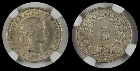 SWITZERLAND 1880 B 5 RAPPEN