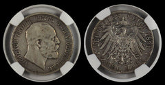 German States OLDENBURG 1891A 2 MARK NGC VF20