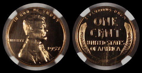 1957 LINCOLN CENT NGC PF 69 RD