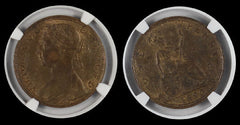 Great Britain 1890 PENNY NGC AU 58 BN