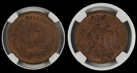 Mexico GUERRERO/ATLIXTAC 1915 10 CENTAVOS NGC 63 RB
