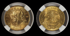 Mexico 1954 MO 5 CENTAVOS NO DOT NGC MS65