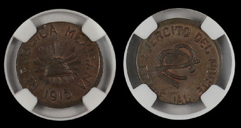Mexico JALISCO 1915 2 CENTAVOS NGC MS 64 BN
