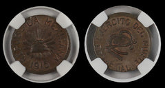 Mexico JALISCO 1915 2 CENTAVOS NGC MS 64 BN