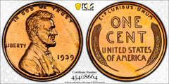 1939 LINCOLN CENT PCGS PR65RD