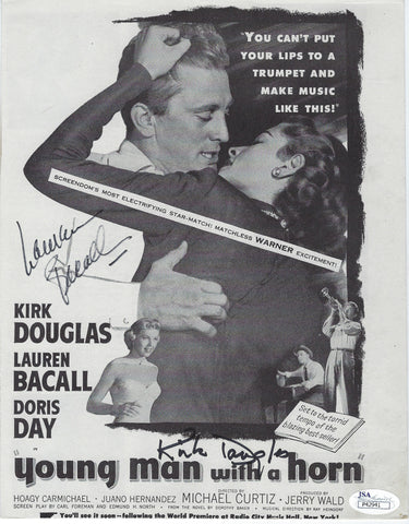 Lauren Bacall & Kirk Douglas Signed Movie Advertisement Photo
