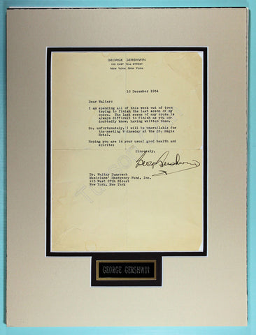 George Gershwin Signed Typed Letter