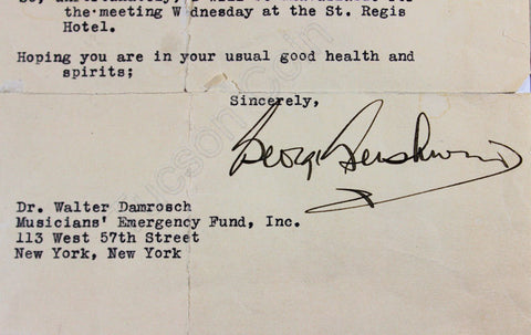 George Gershwin Signed Typed Letter