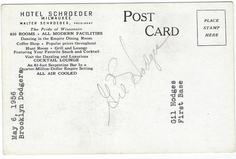 Gil Hodges Signed Post Card