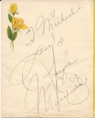 Jayne Mansfield Signed Stationery