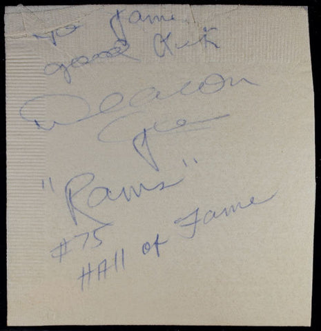 Deacon Jones Signed Napkin
