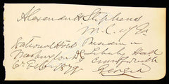 Alexander Stephens Signed Cut