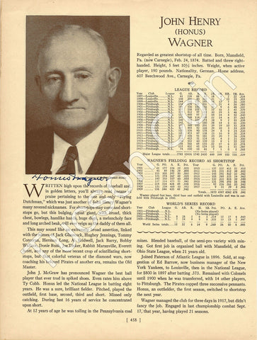 Honus Wagner Signed Magazine Page