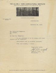 Alvin York Signed Typed Letter