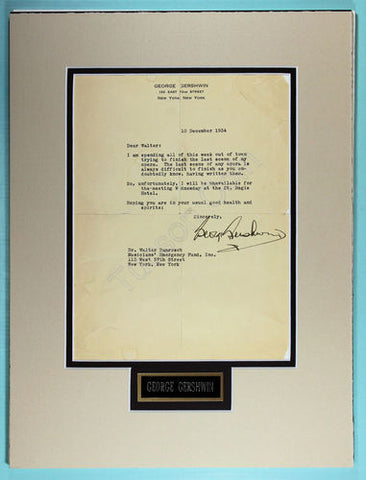 George Gershwin Signed Typed Letter