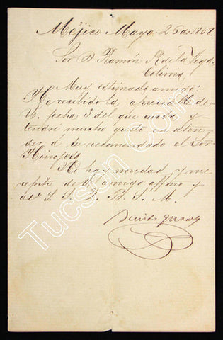 Benito Juárez Handwritten Signed Note