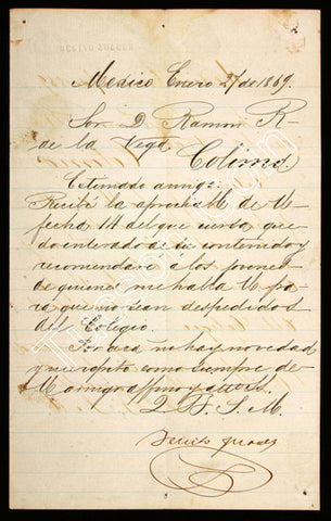 Benito Juárez Handwritten Signed Note