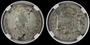 MEXICO 1821 Zs RG 8 REALES NGC AU58