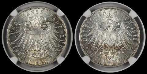 GERMANY-LUBECK 1912A 3 MARK NGC MS61