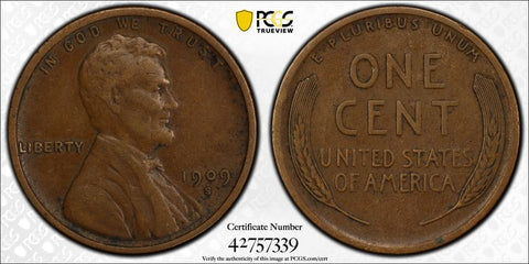 1909 S LINCOLN CENT PCGS VF35