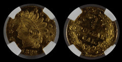 1872/1 CALIFORNIA ROUND INDIAN 25¢ NGC M65