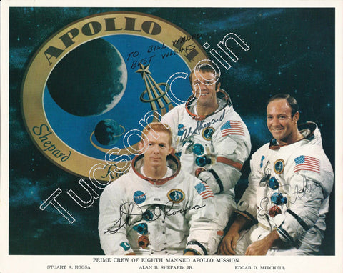 Alan Shepard, Edgar Mitchell, Stuart Roosa signed Apollo 14 Photo