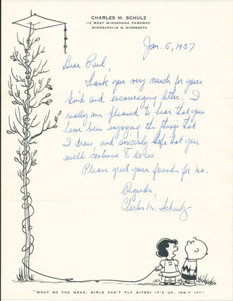 Letter from Charles Schultz Dated Jan. 5, 1957