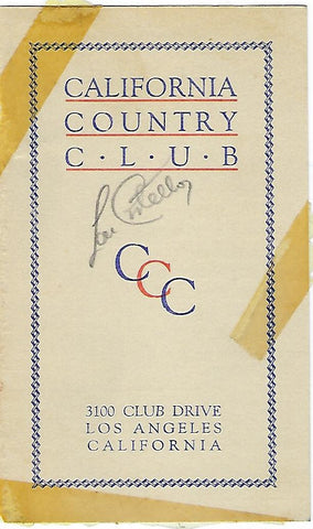 Lou Costello Signed California Country Club Scorecard