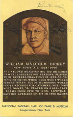 Bill Dickey Signed Postcard Hall of Fame Cooperstown NY Plaque