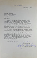 Leif Erickson Typed Signed Letter