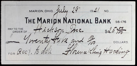 Florence Harding signed check