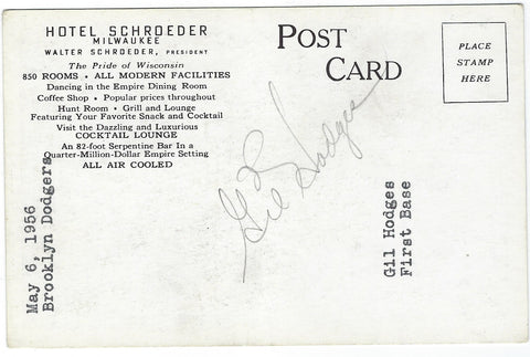 Gil Hodges Signed Post Card