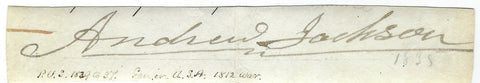 Andrew Jackson Signed Cut