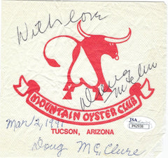 Doug McClure signed napkin