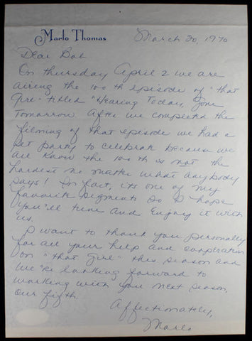 Marlo Thomas Handwritten Letter